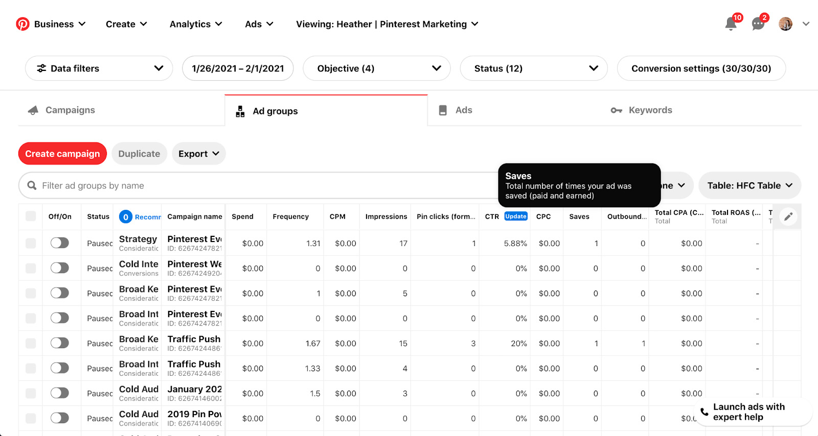 Рекламный кабинет Pinterest